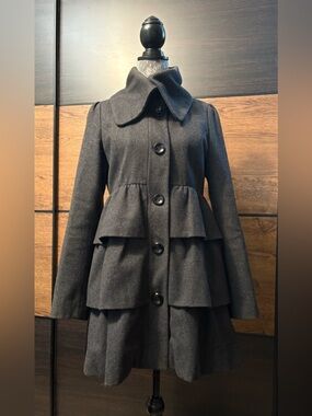 Steve Madden Charcoal Tiered Pea Coat